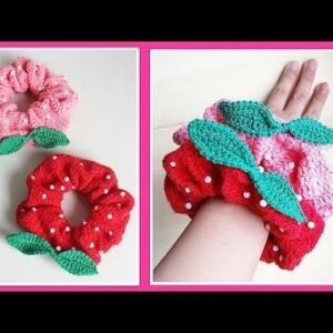 Crochet scrunchies | Crochet Strawberry scrunchies | Little Unicorn
