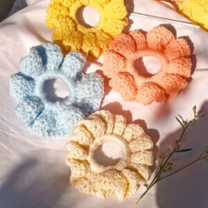 Crochet fluffy scrunchie | fluffy scrunch | Little unicorn scrunchies
